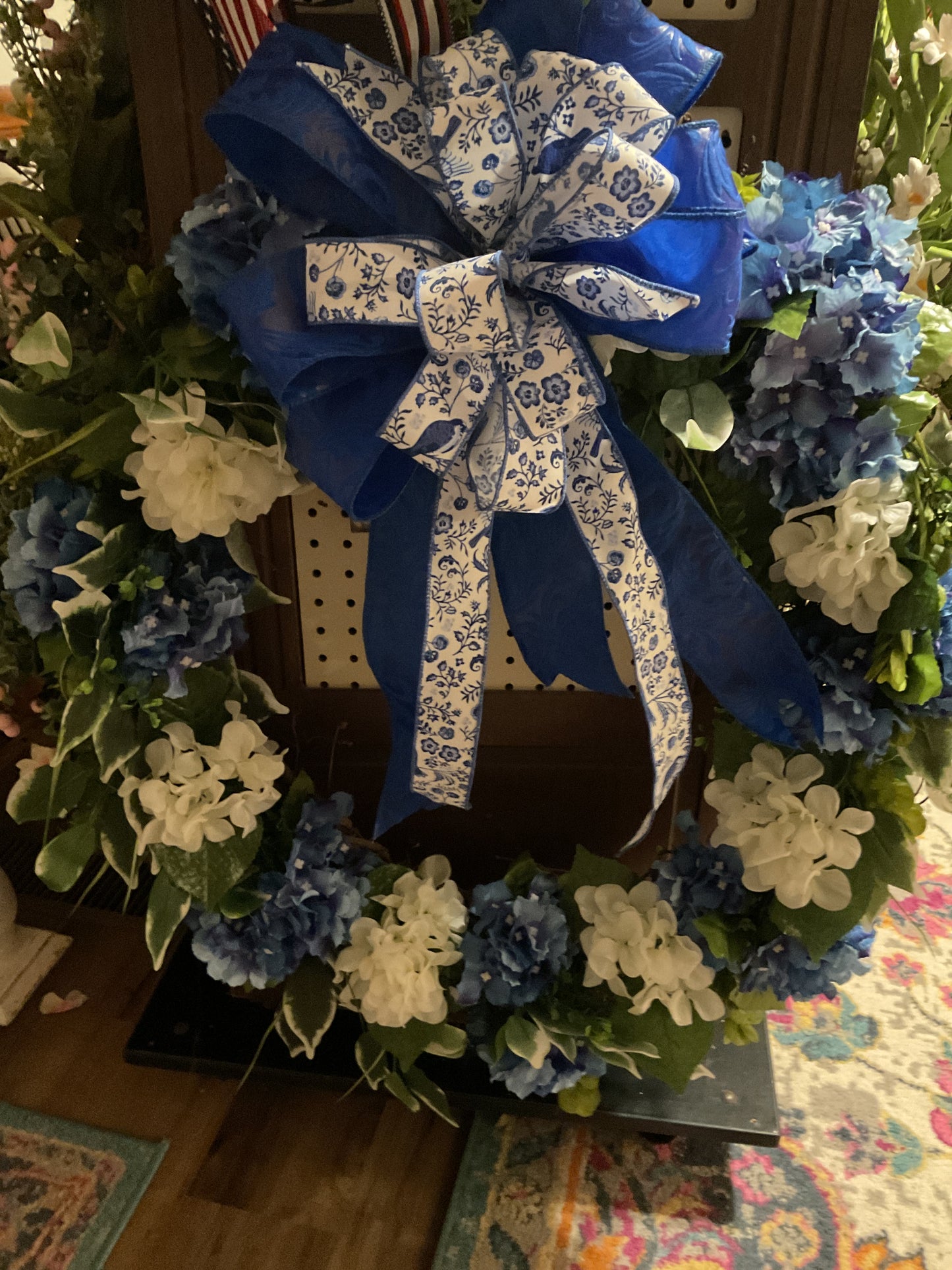 Blue and White Hydrangeas Wreath