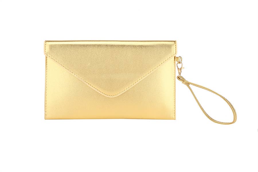 Ladies Smooth Flat Envelope Clutch Evening Handbag: Pink