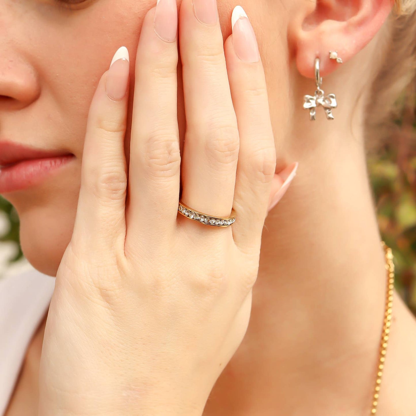 18K Gold PVD CZ Eternity Stainless Steel Ring: July / 5