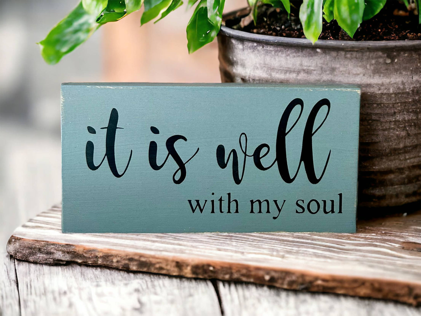 It is Well With My Soul - Rustic Wood Sign Faith Decor: Natural Linen
