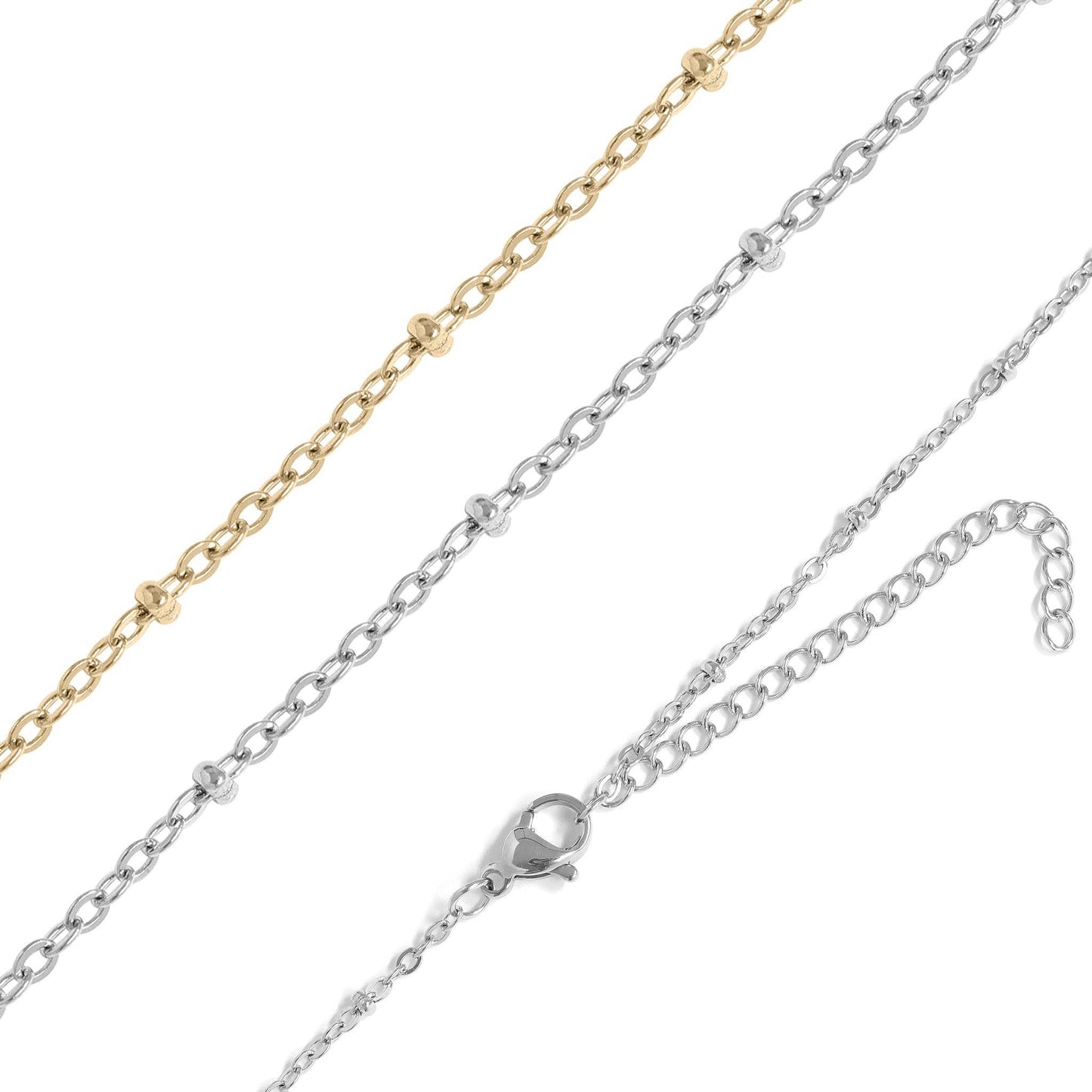 Stainless Steel Satellite Chain Necklace: Gold / 20+2"