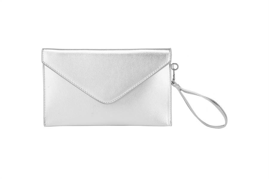 Ladies Smooth Flat Envelope Clutch Evening Handbag: Pink