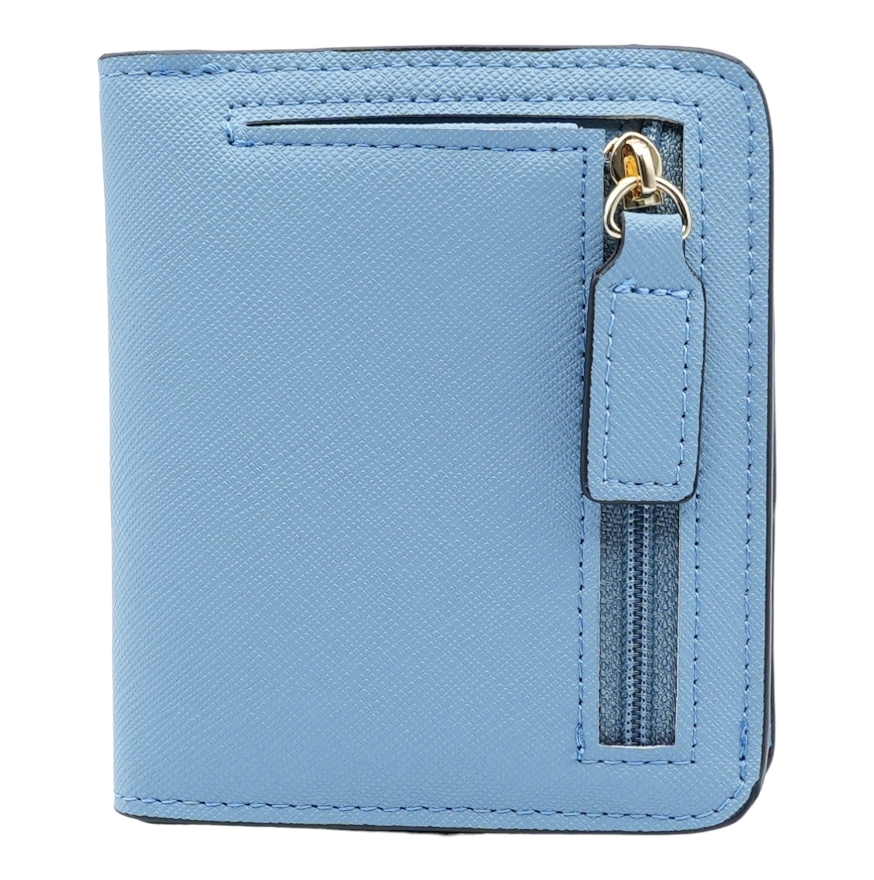 Women's Small Compact Bifold Luxury Wallet With Window ID: Purple