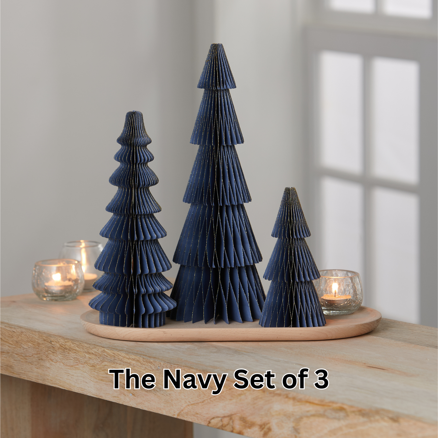 Honeycomb trees, vintage folding paper, Christmas, Winter: Set 3 Olive