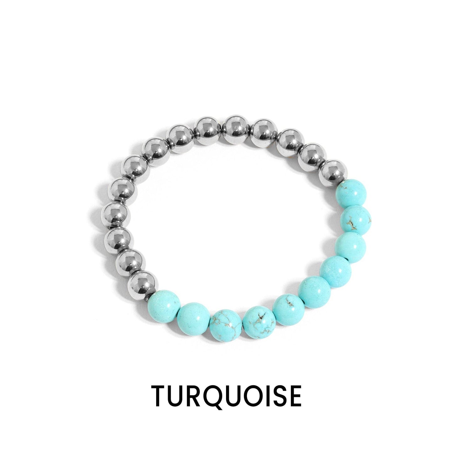 18K Gold PVD Stainless Steel Semi Precious Beaded Stretch Bracelets / SBB0355: Gold / Pearl