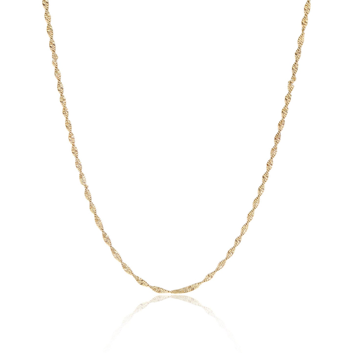 Stainless Steel Gold Singapore Dainty Chain Necklace: Gold / 18+2"