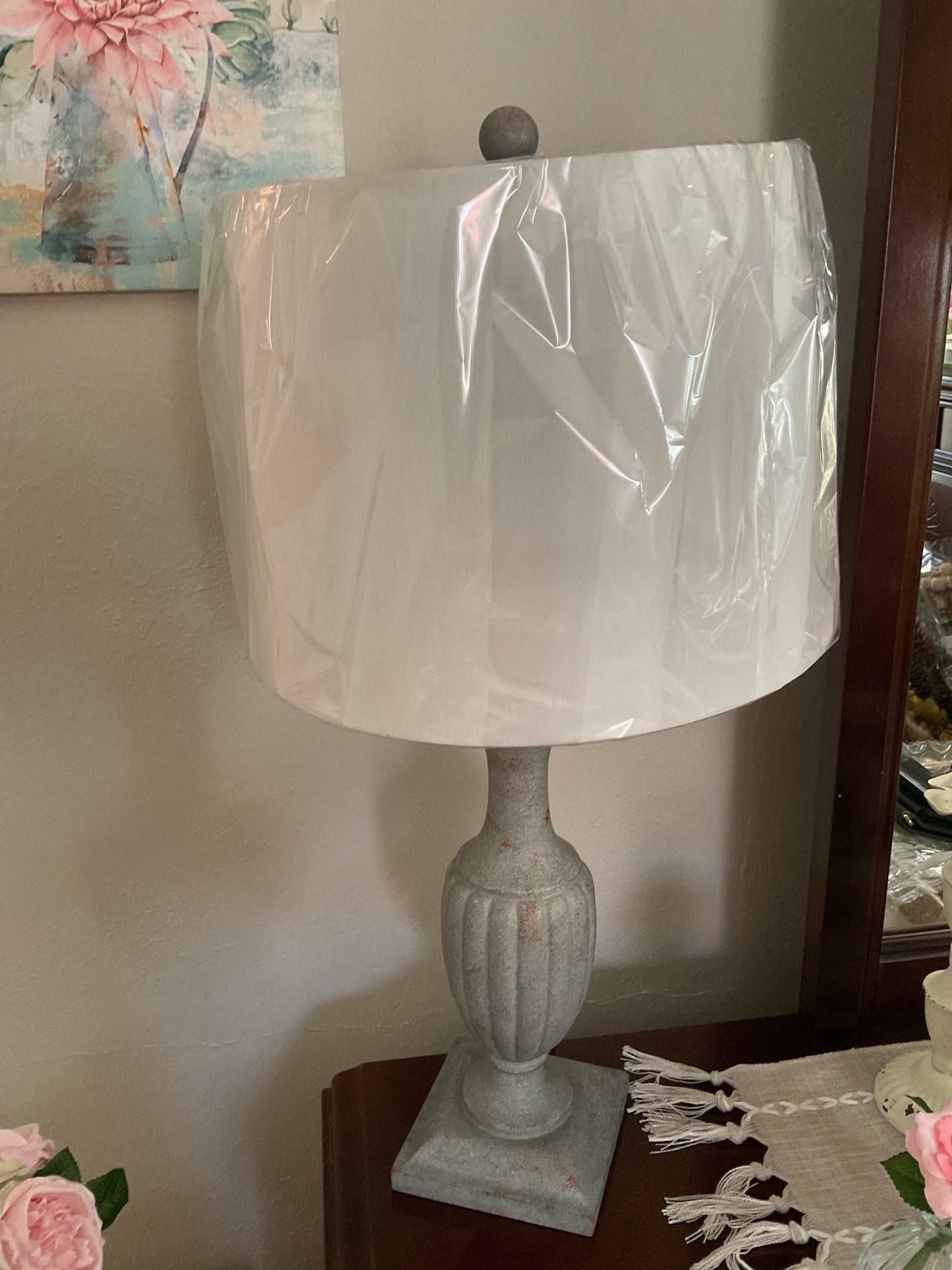 Regency Hill Laurel Grey Faux Wood Table Lamp