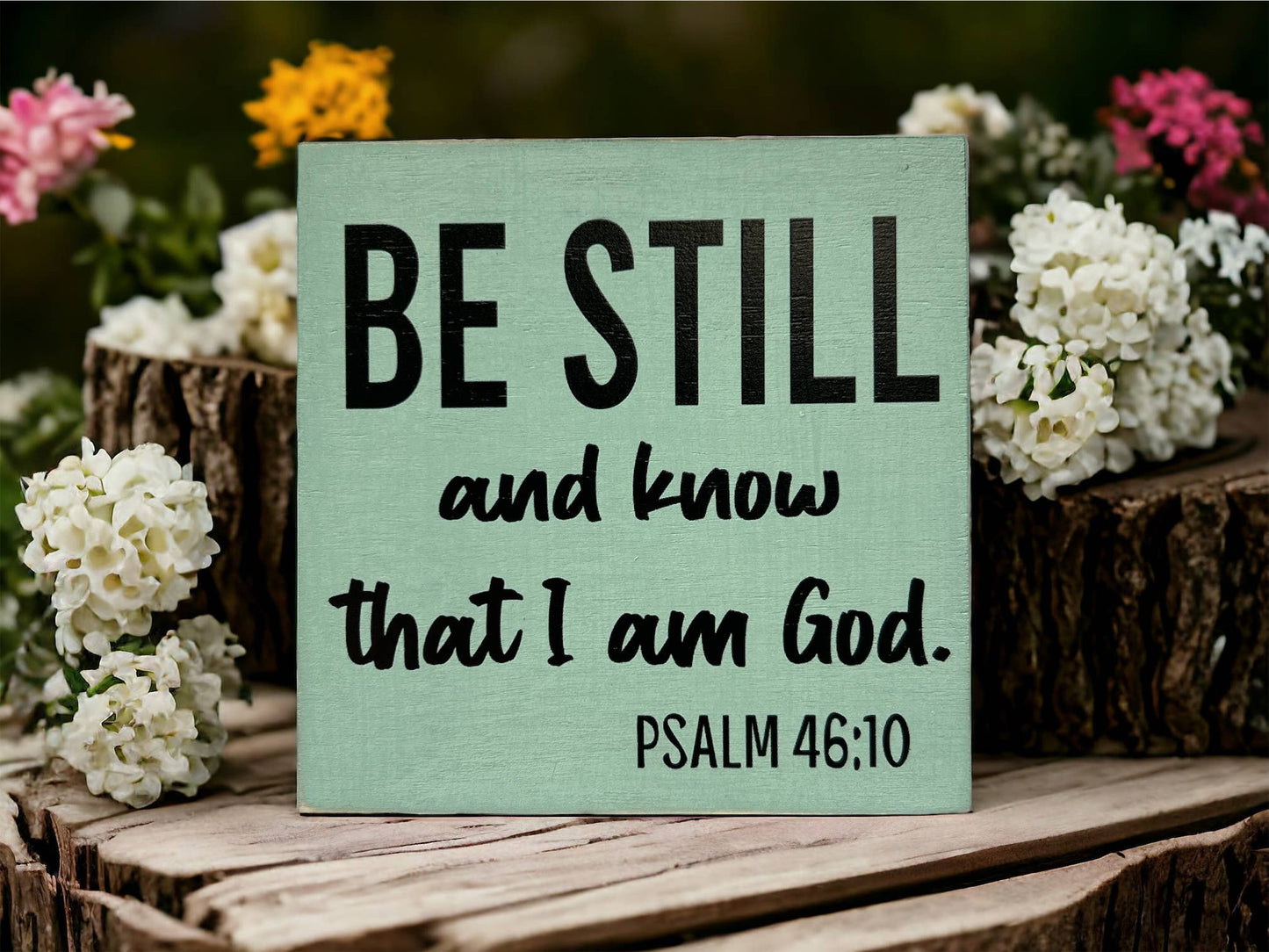 Be Still and Know That I Am God - Bible Verse Wood Sign: Natural Linen