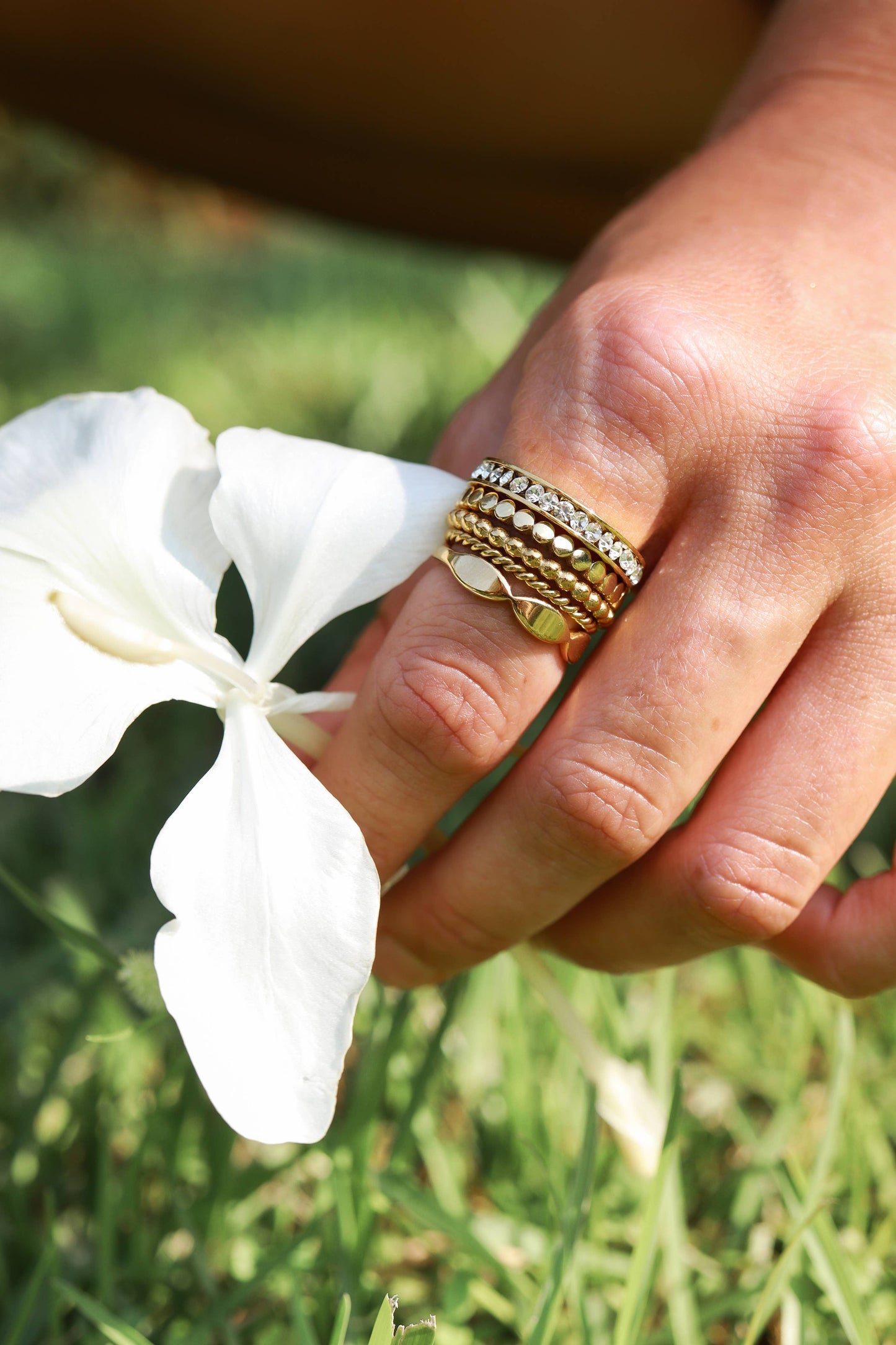 18K Gold PVD CZ Eternity Stainless Steel Ring: April / 5