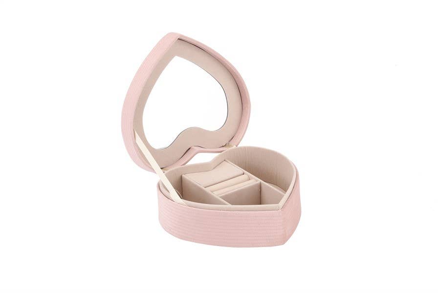Ladies Heart Shaped Pink Jewelry Box: Pink
