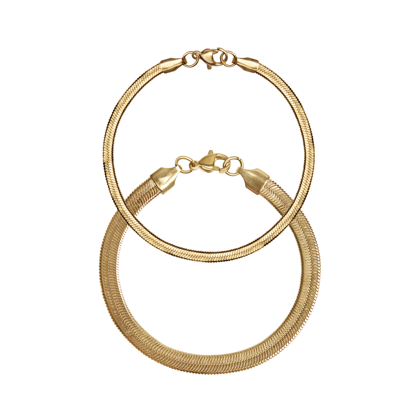 18K Gold Herringbone Chain Bracelet: 6.5" / 5.5mm