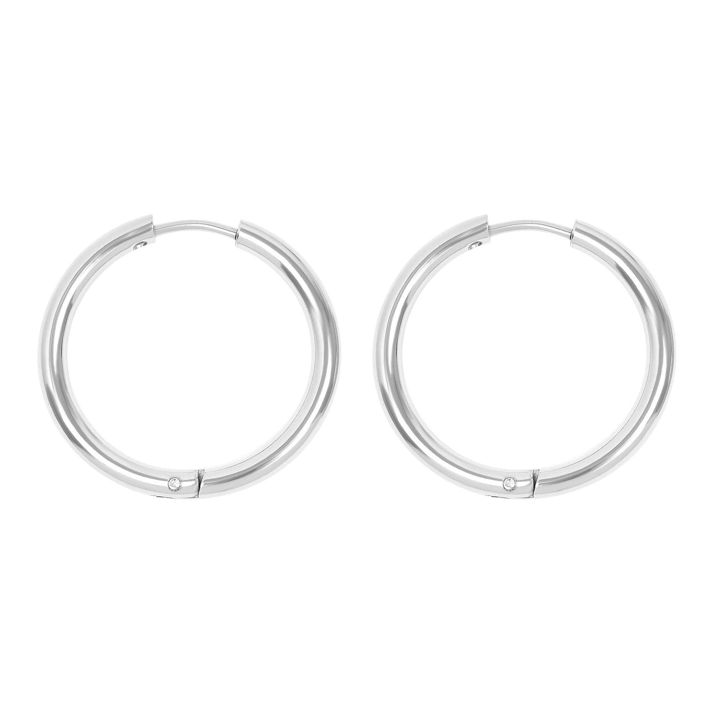 18K Gold PVD Stainless Steel Circle Huggie Hoop Earrings: Gold / 24mm