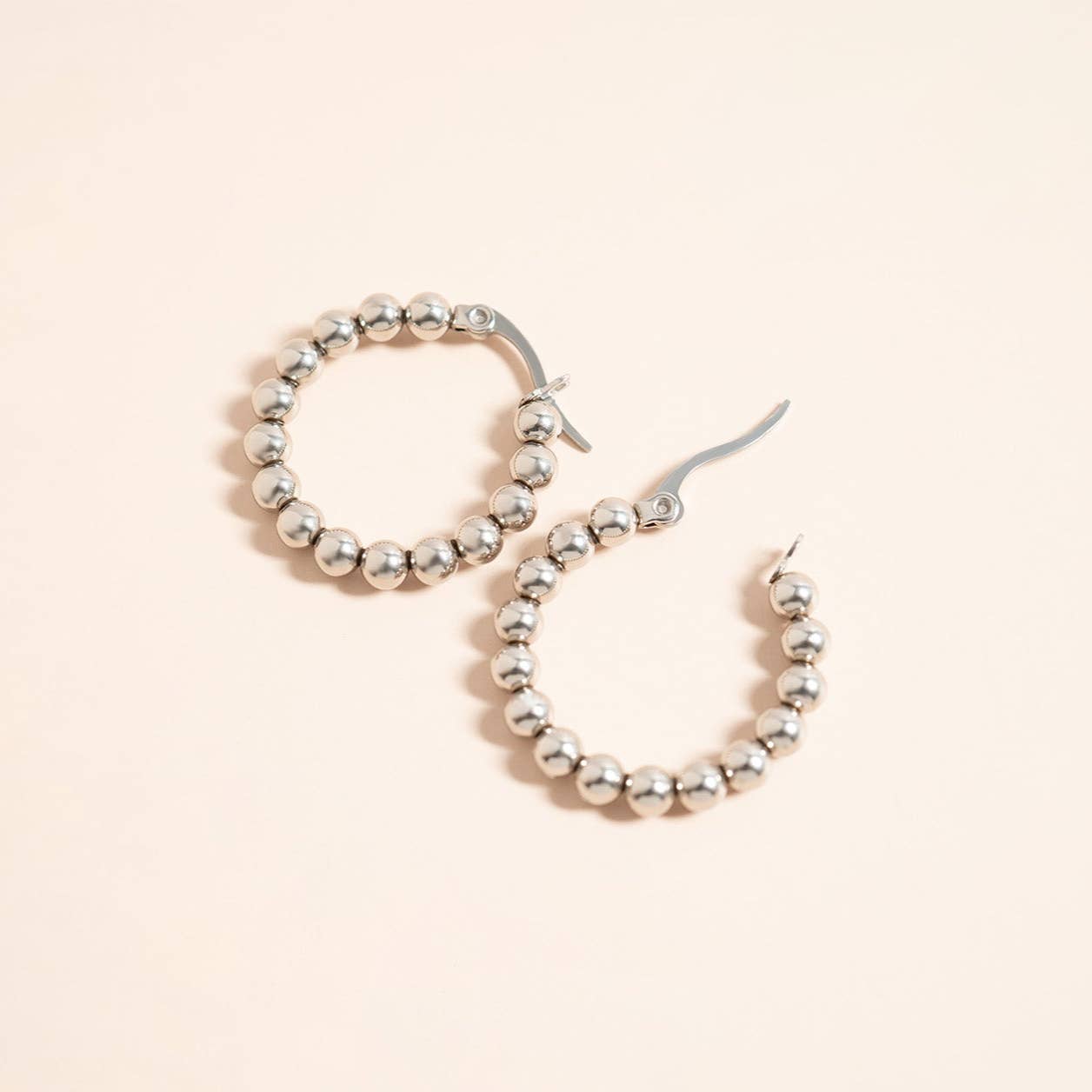 18K Gold PVD Stainless Steel Circle Ball Hoop Earrings : Stainless