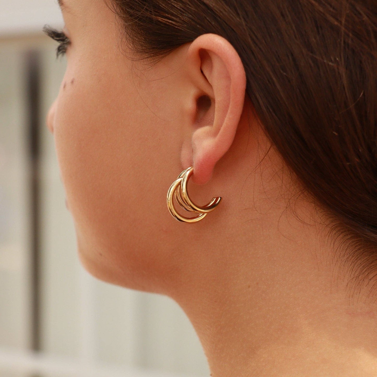 18K Gold PVD Stainless Steel Statement Huggie Hoop Earrings / ERJ0038: Gold / 19mm
