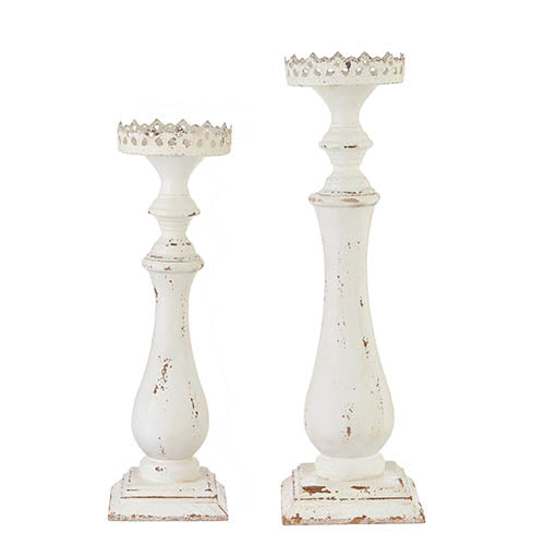 Distressed Candle Holders - Set of 2
