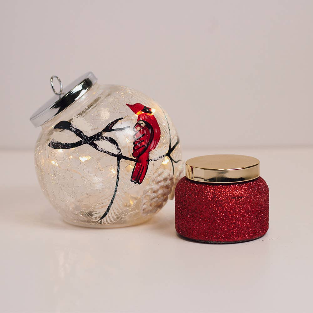 Snowy Cardinal LED Ornament & Candle Gift Set