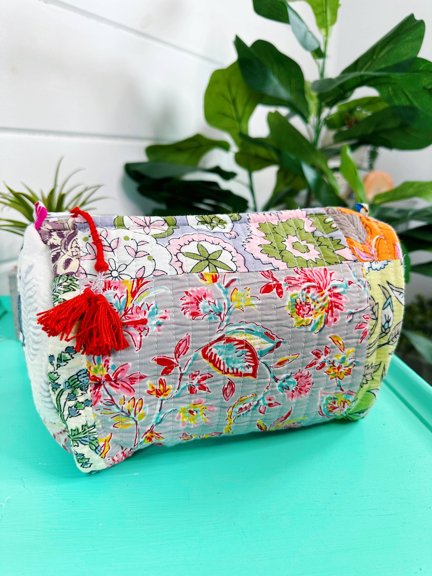 Quilted Makeup Travel Cosmetics Toiletry Bag Multi Patchwork