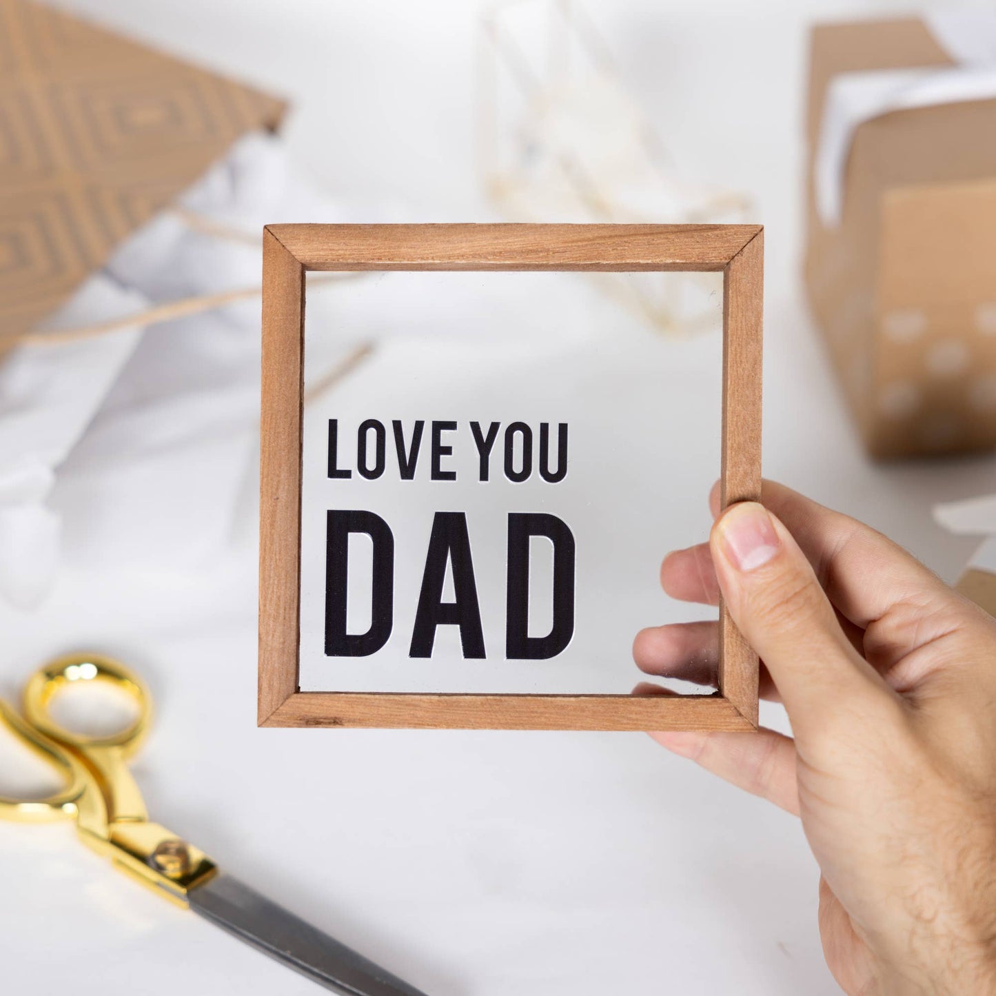Love You Dad - 5" x 5" Wood Framed Glass Plaques