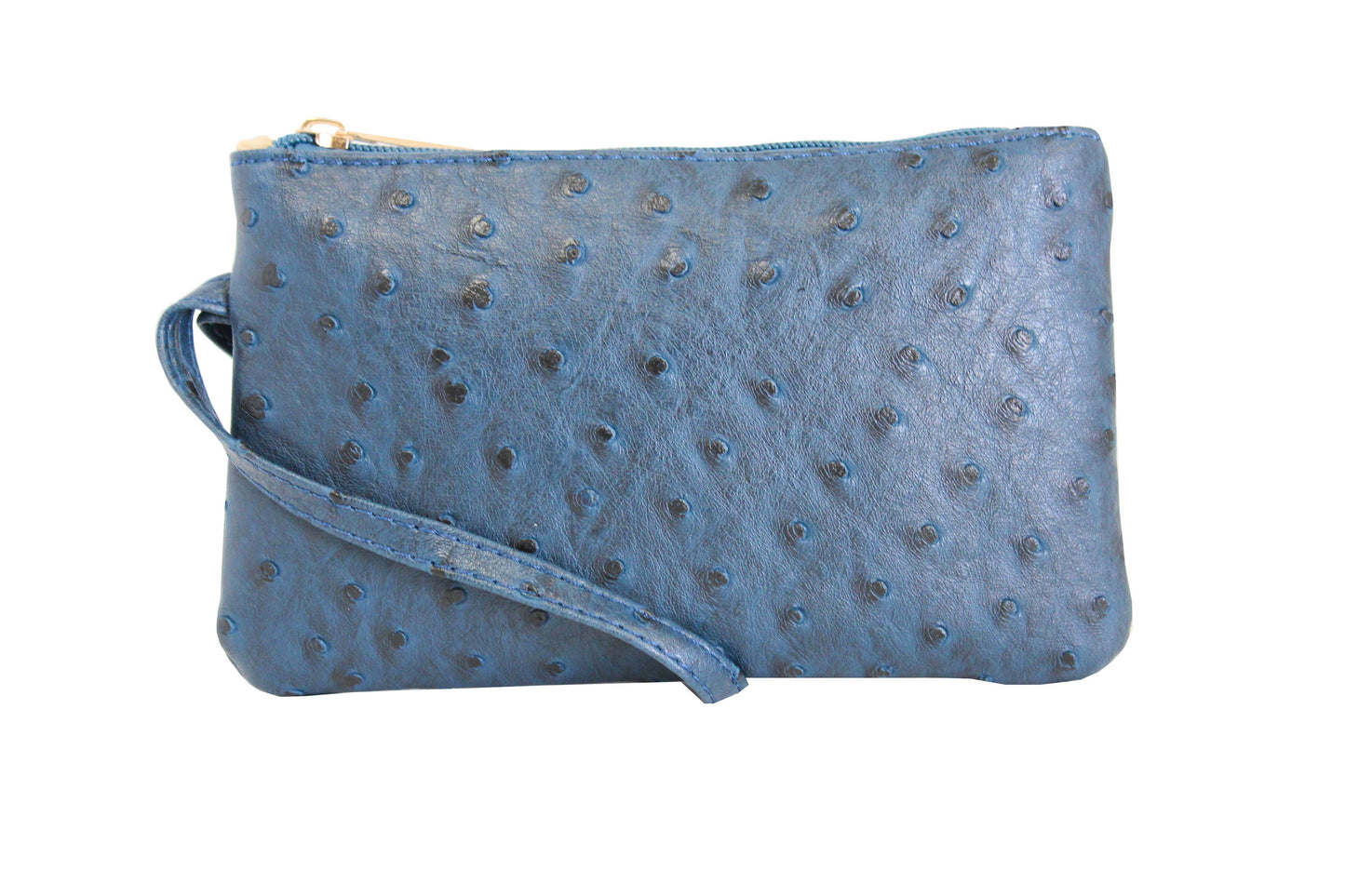 Vibrant Ostrich Wristlet: Taupe