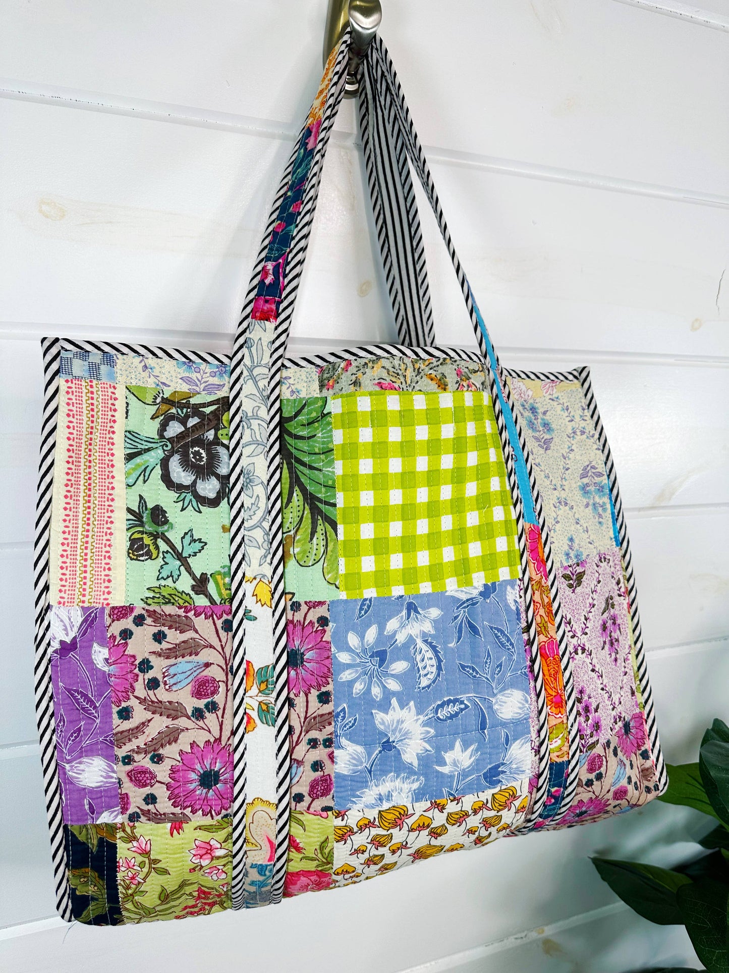 Multi Patchwork Tote Bag | Large Quilted Travel Tote Bags
