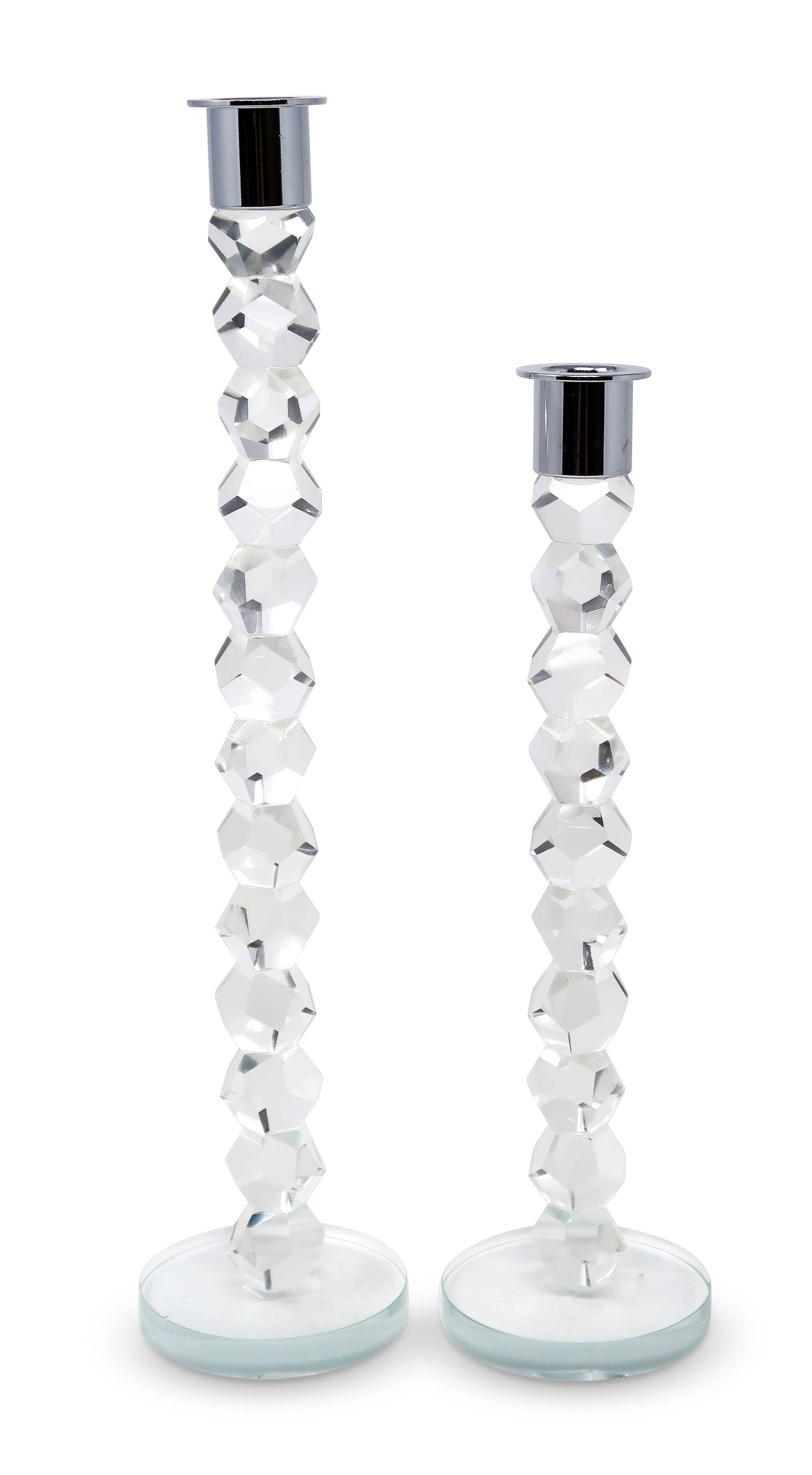 Crystal Dimensional Candlestick w Silver/Gold Tip (2 Sizes): Gold / Large