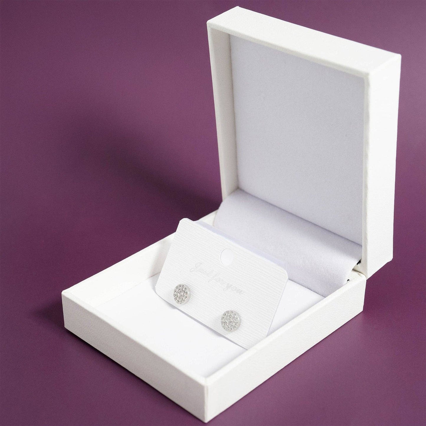 18K Gold PVD Stainless Steel Pave Stone Round Stud Earrings: Gold