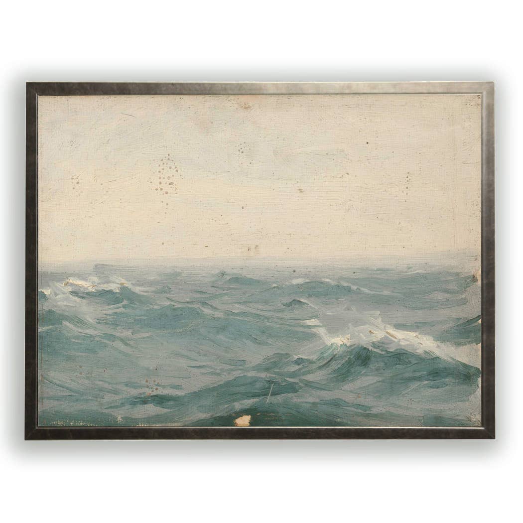 Vintage oil painting reproduction of landscape V: Grey Frame 2400-55 Zu / 16" X 12"