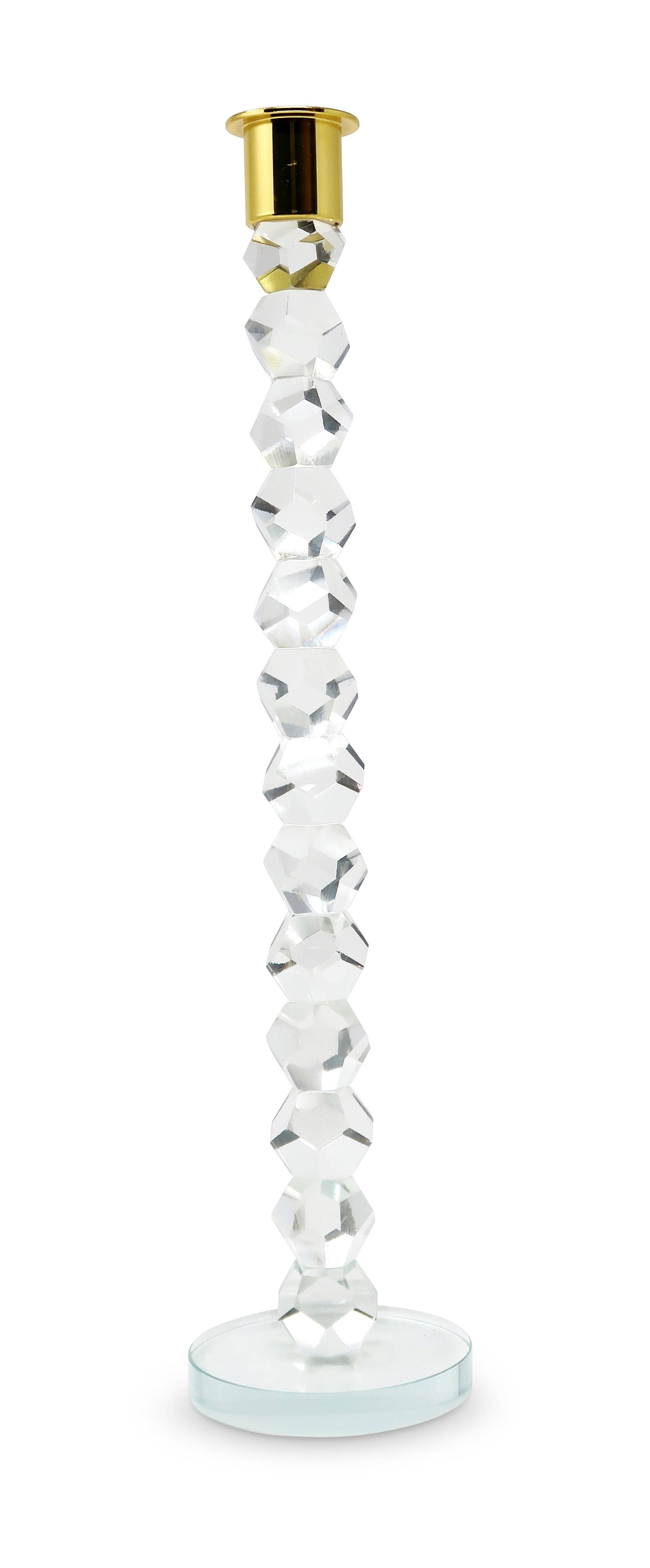 Crystal Dimensional Candlestick w Silver/Gold Tip (2 Sizes): Gold / Large