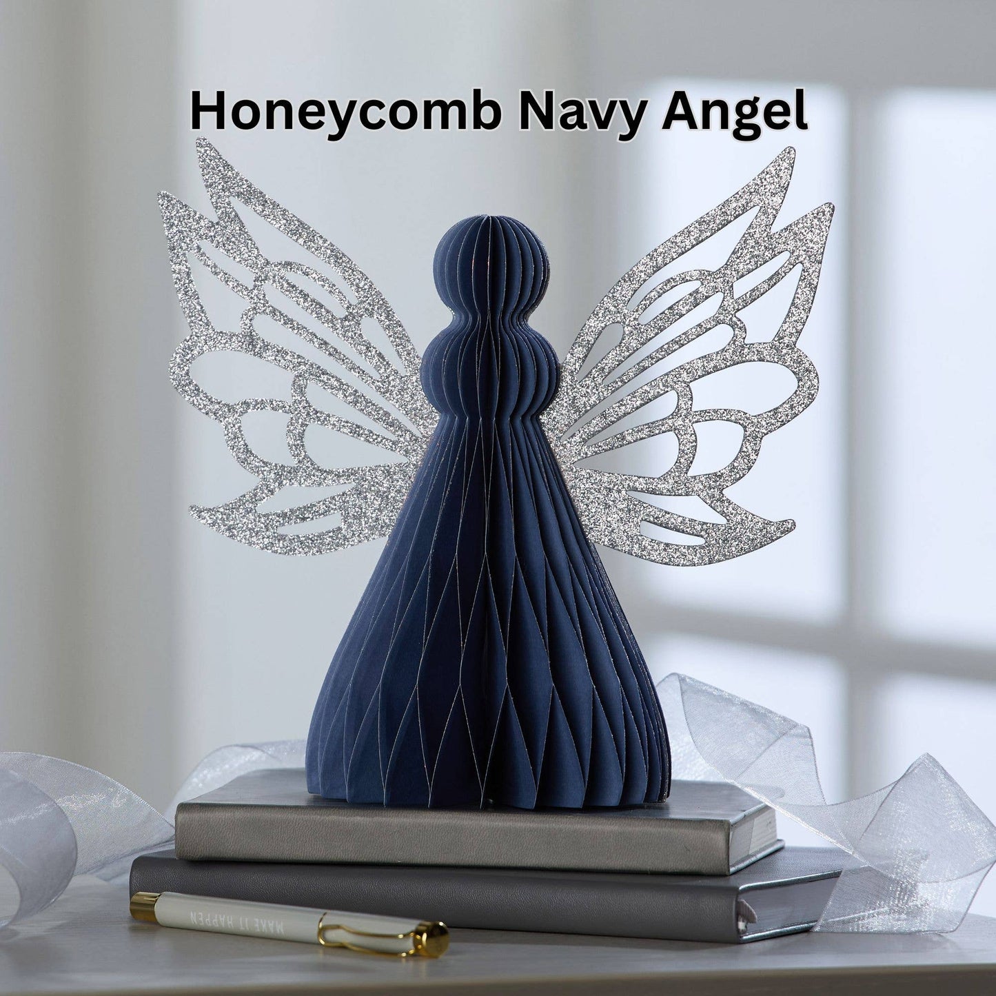 Honeycomb paper angels, ornaments, snowmen, snowflakes: Ivory Angel