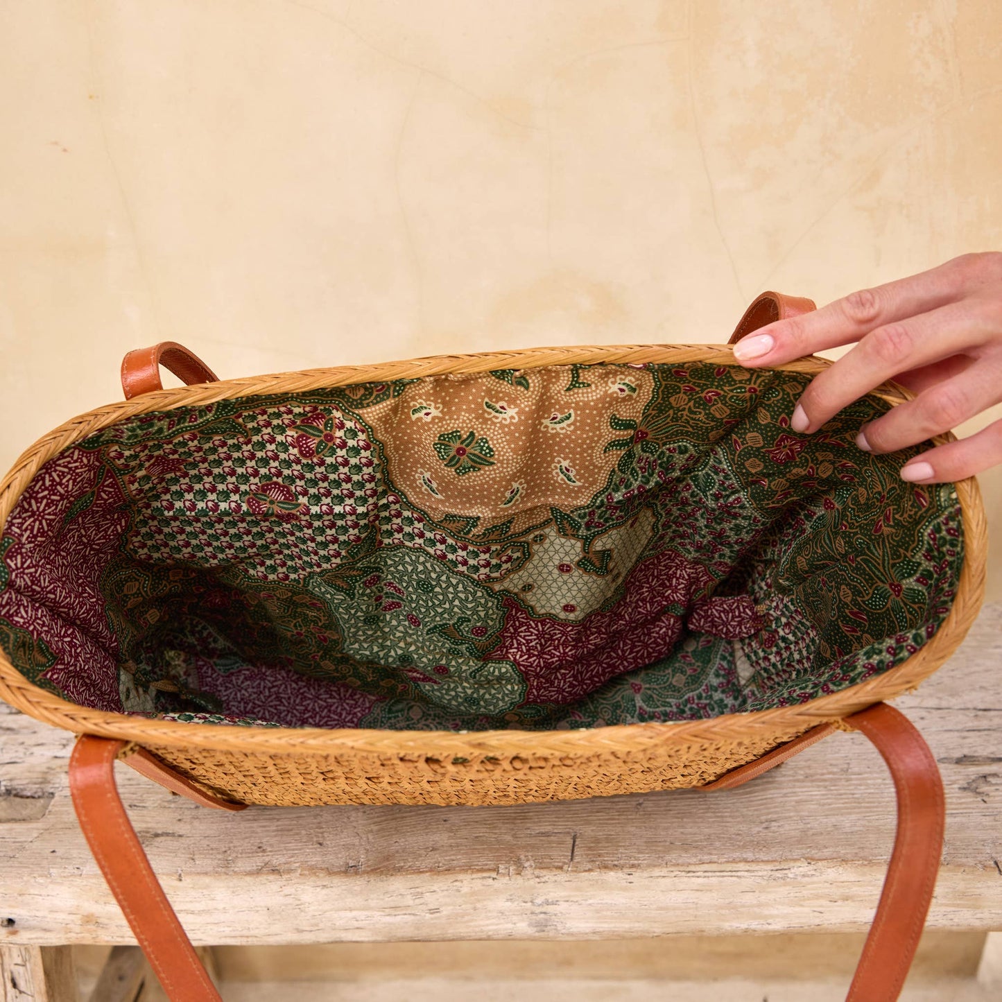 Ata Vine Open Weave Tote Bag with drawstring lining