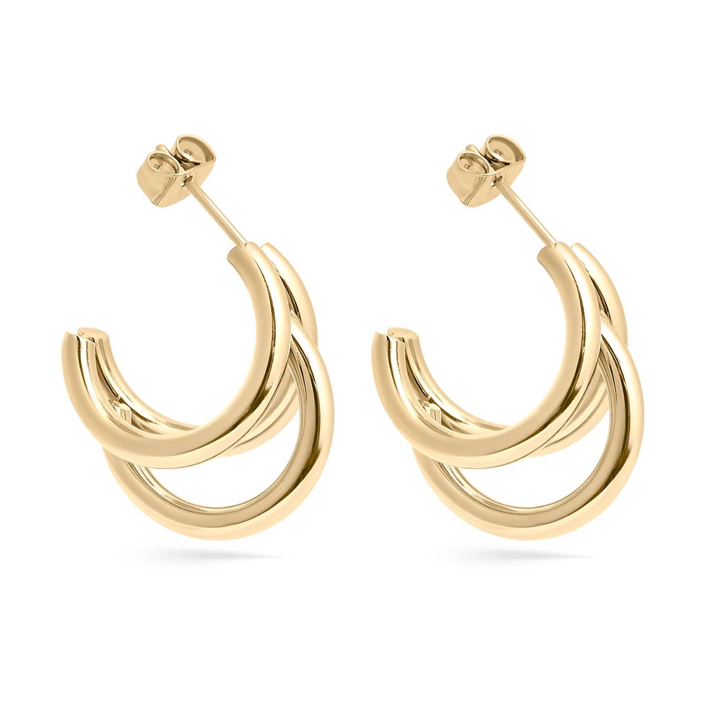 18K Gold PVD Stainless Steel Statement Huggie Hoop Earrings / ERJ0038: Gold / 19mm