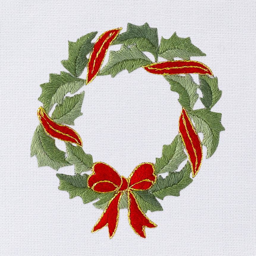 Holly Ribbon Wreath Tissue Box Cover