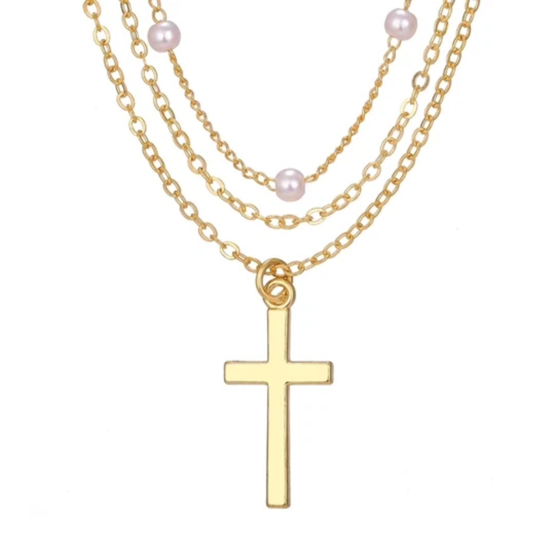 Layered Gold Cross necklace - Faith Based Jewelry