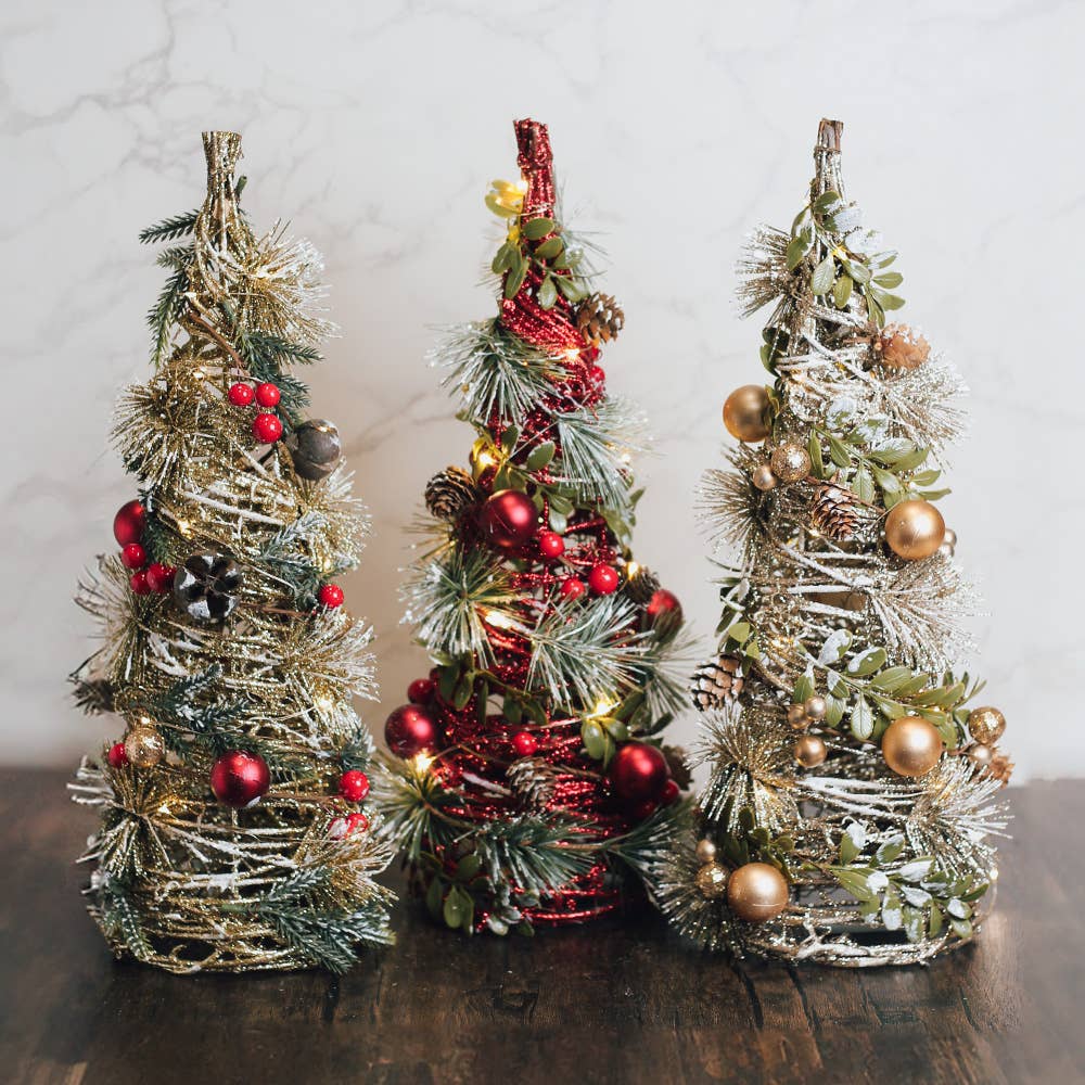 Holly Jolly Cone Tree with LED String Lights