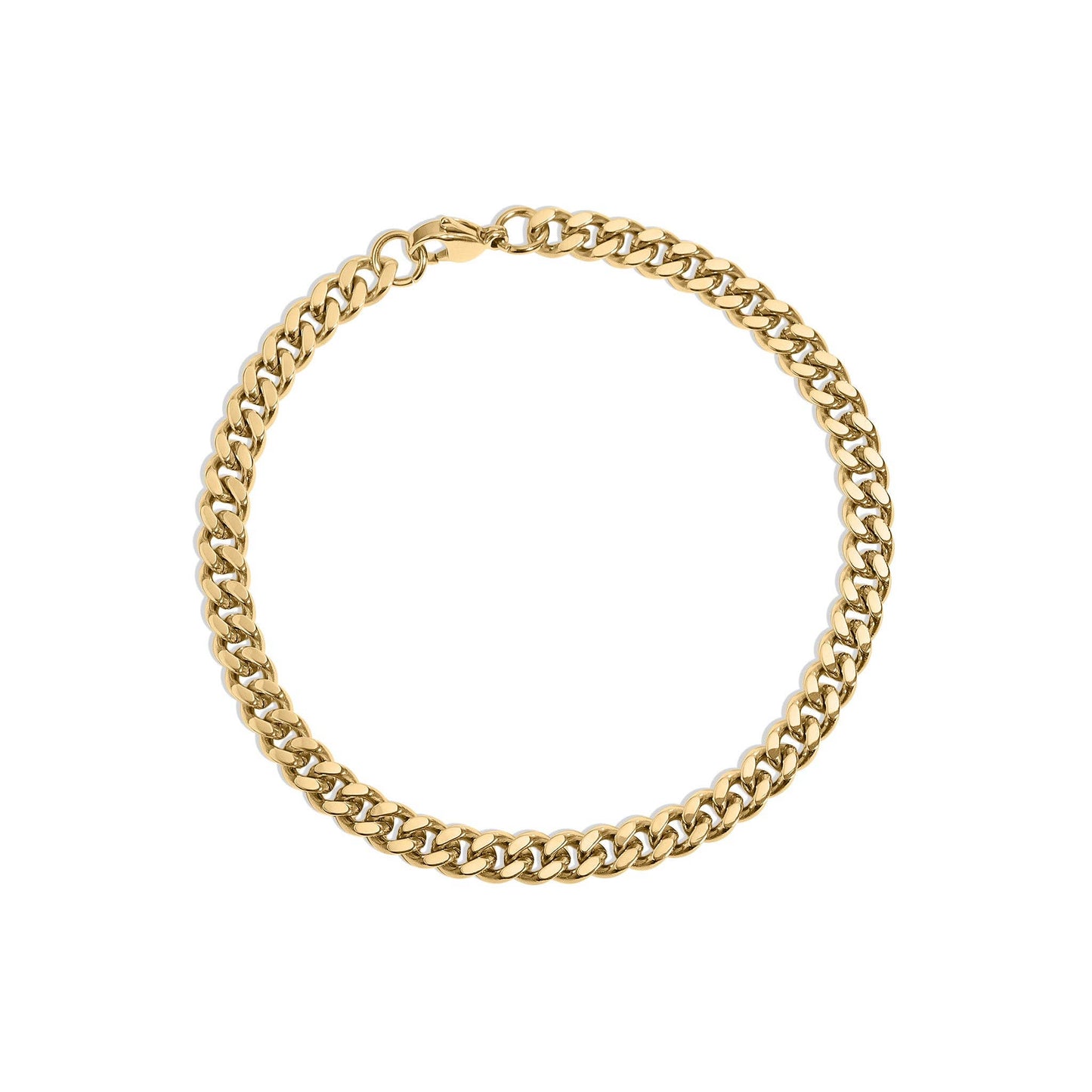 Stainless Steel 18K Gold PVD Coated Diamond Cut Curb Chain Bracelet: 5.5+02" / 3mm