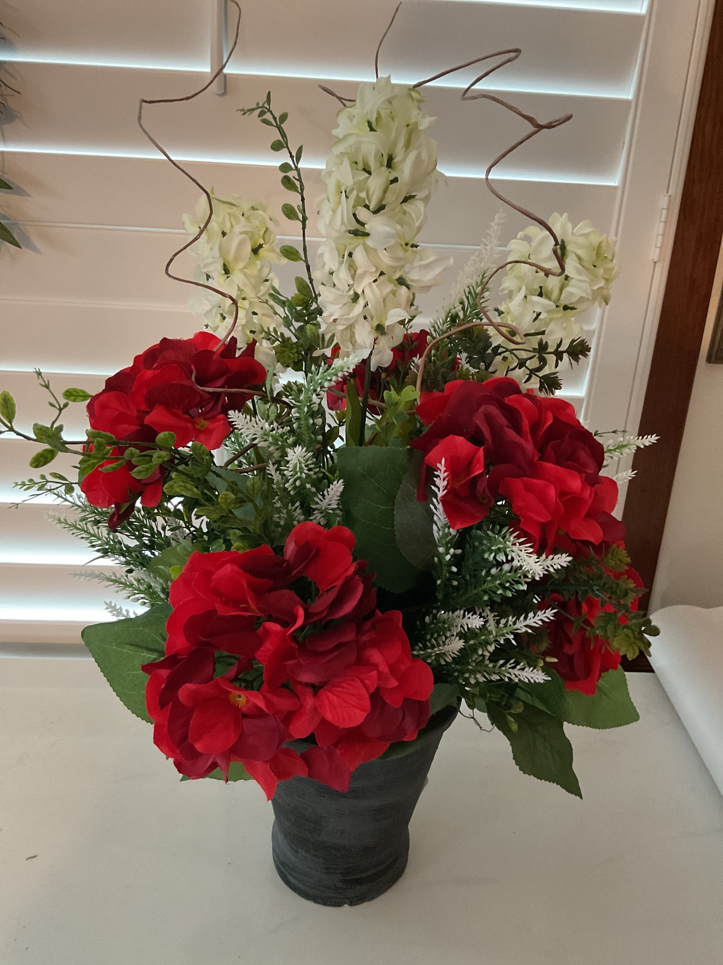 Red Geranium Table Arrangement