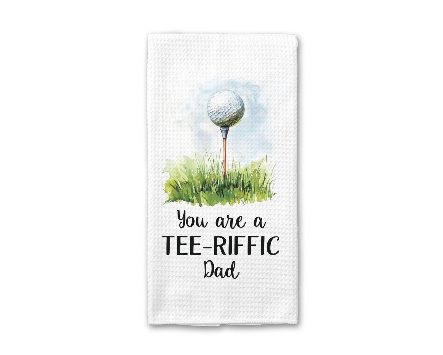Tee-Riffic Dad Golf Towel, Golfing Decor, Fathers Day Gift: Transparent Cellophane Sleeve