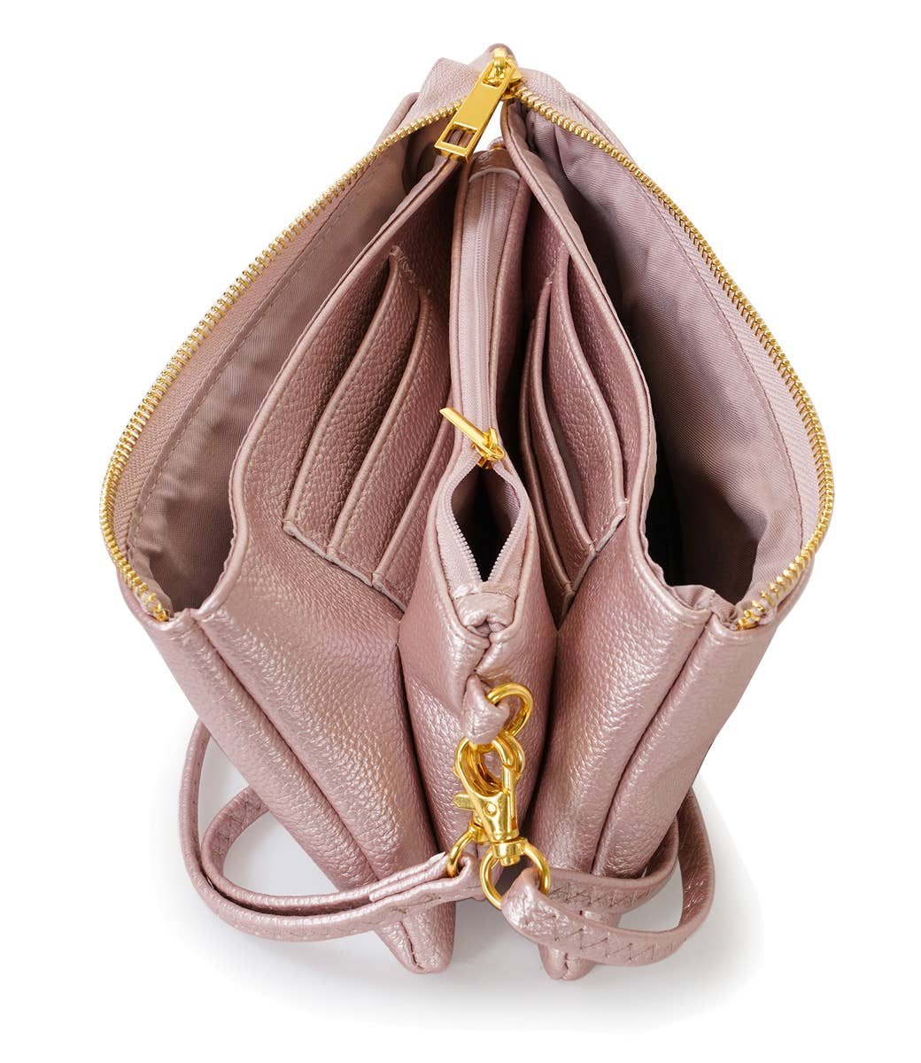 Stylish Lightweight Crossbody Organizer Bag: Rose Gold