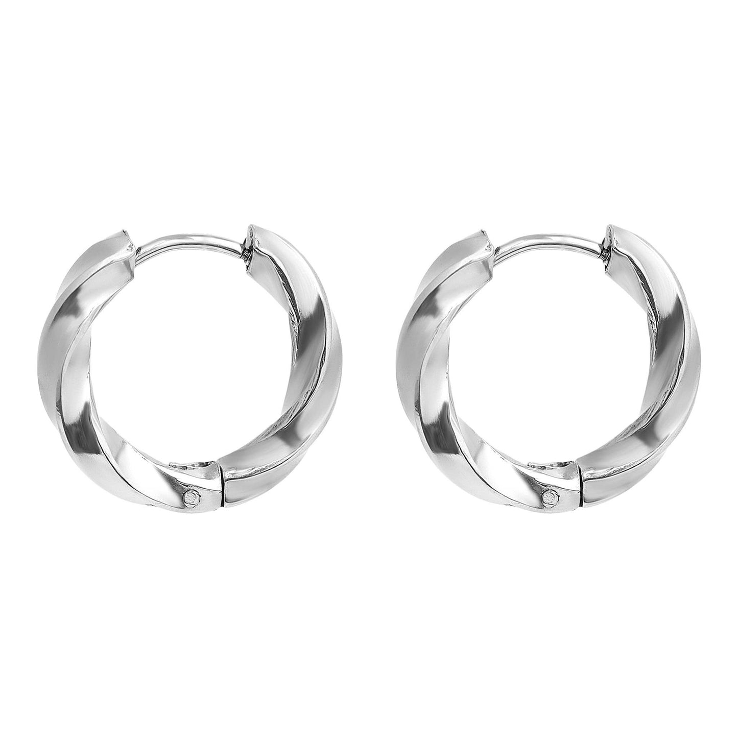 18K Gold PVD Stainless Steel Textured Twisted Huggie Hoop Earrings / ERJ0026: Gold / 18mm