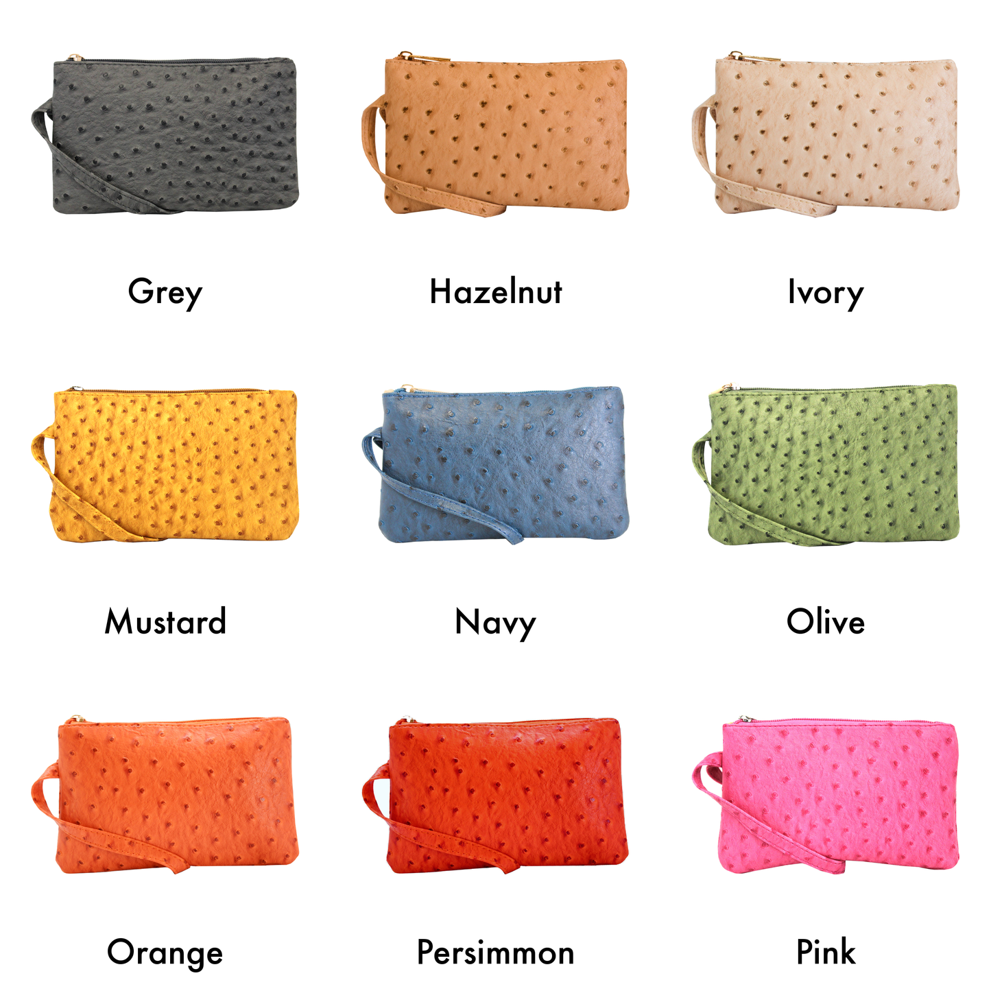 Vibrant Ostrich Wristlet: Camel