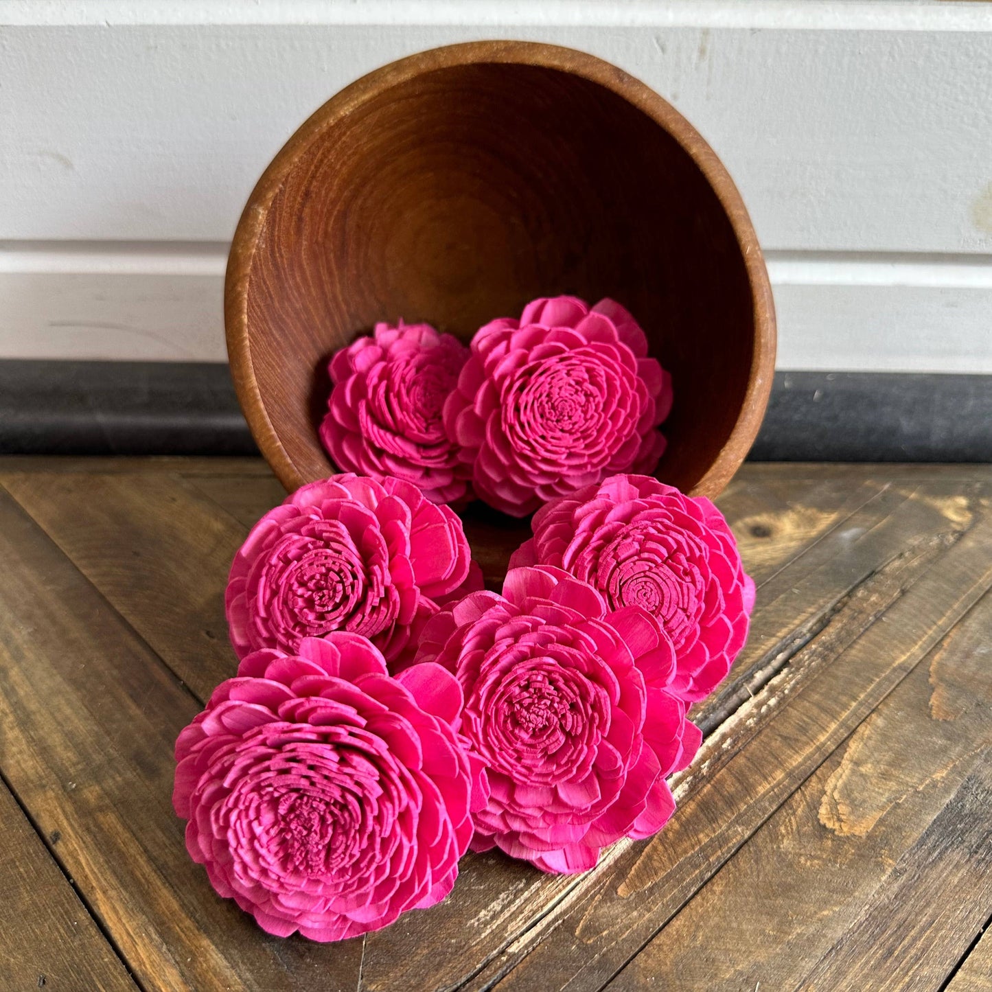 Sola Wood Marigold Flower - set of 6 - Vivid Burgundy Color