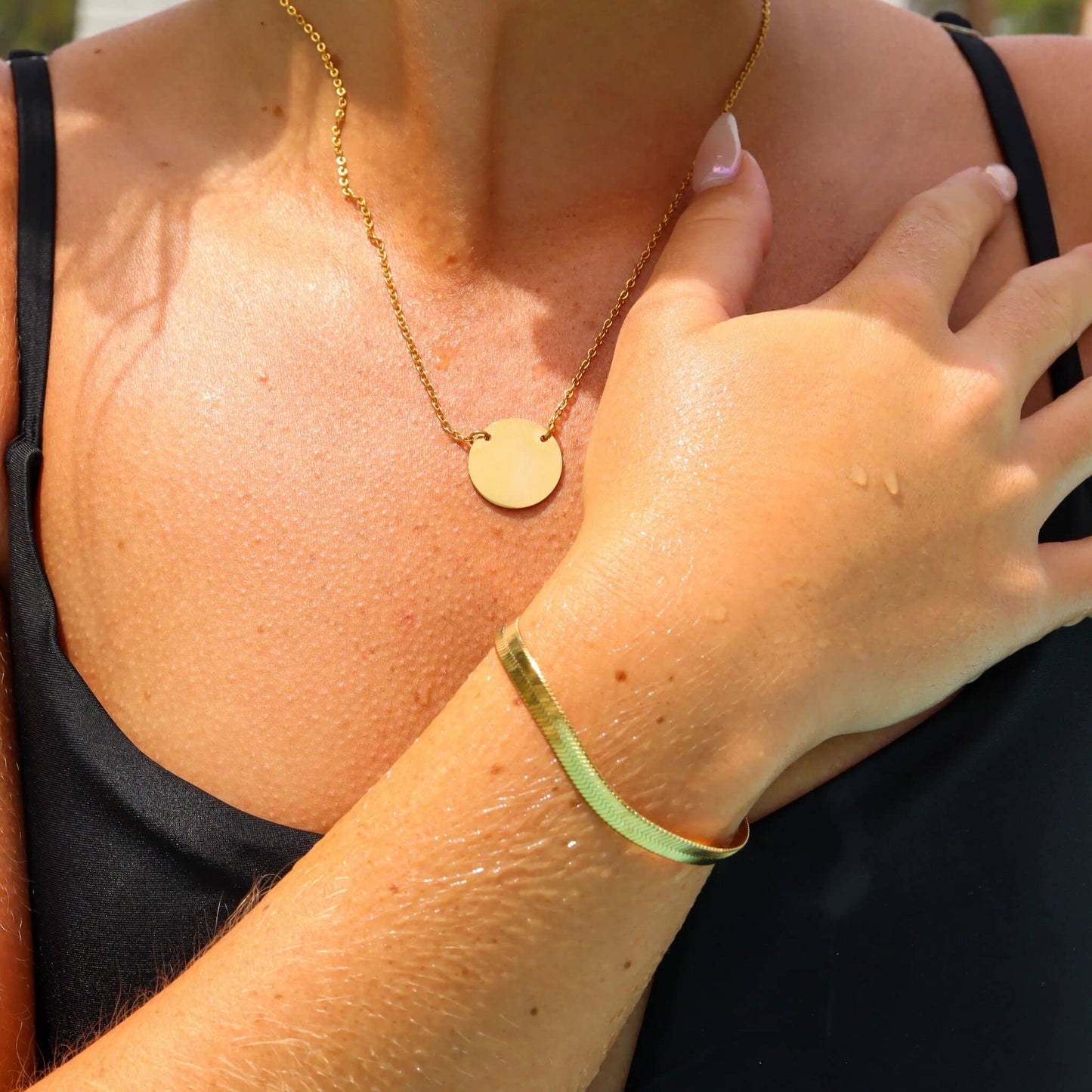 18K Gold Herringbone Chain Bracelet: 6.5" / 5.5mm