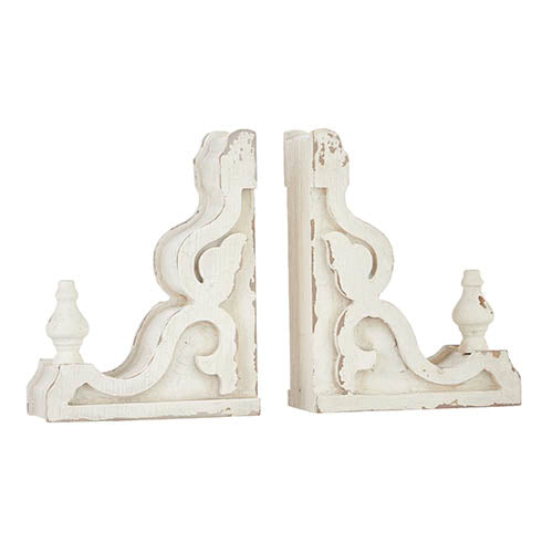 Distressed White Corbel Bookends
