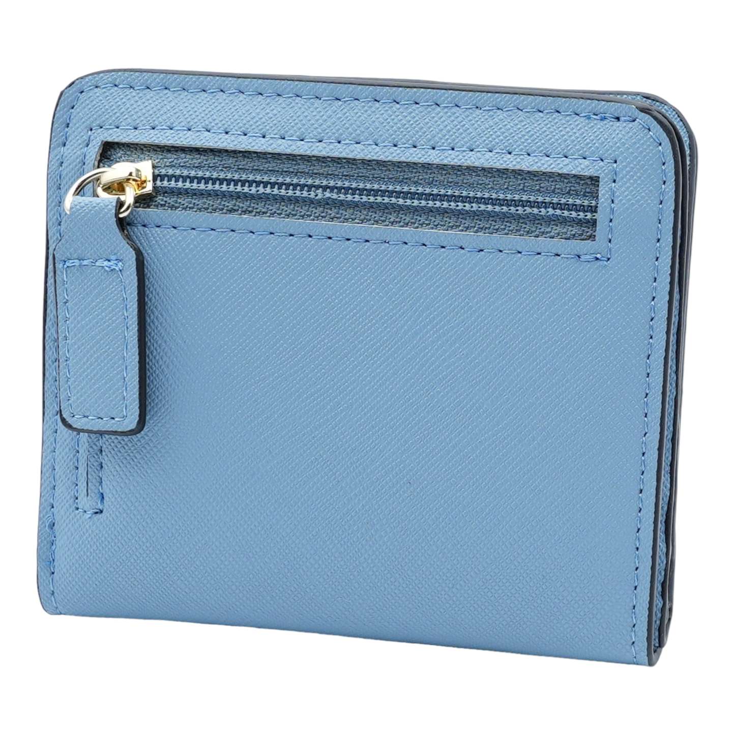 Women's Small Compact Bifold Luxury Wallet With Window ID: Silver