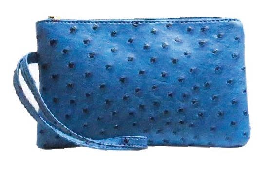 Vibrant Ostrich Wristlet: Camel