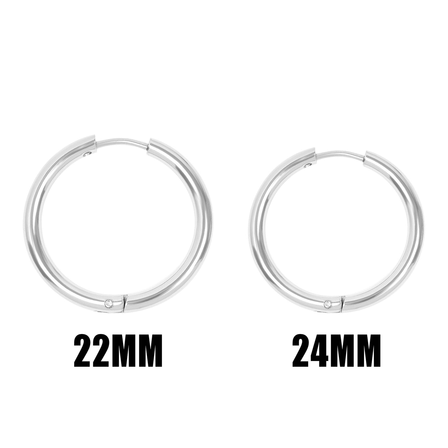 18K Gold PVD Stainless Steel Circle Huggie Hoop Earrings: Gold / 24mm