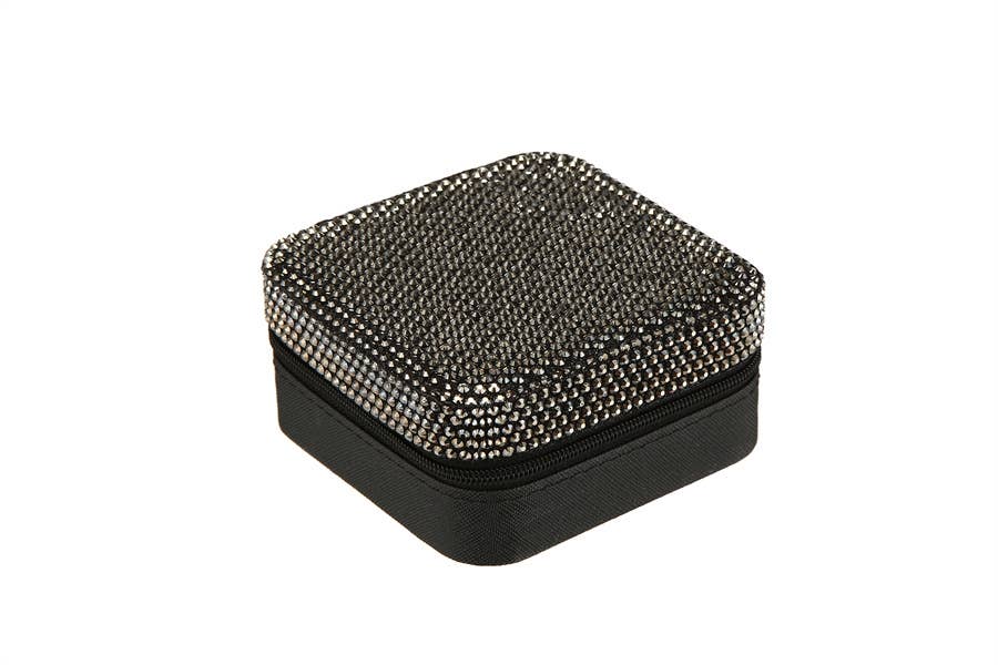 Ladies Rhinestone Multi Compartment Jewelry Box: White