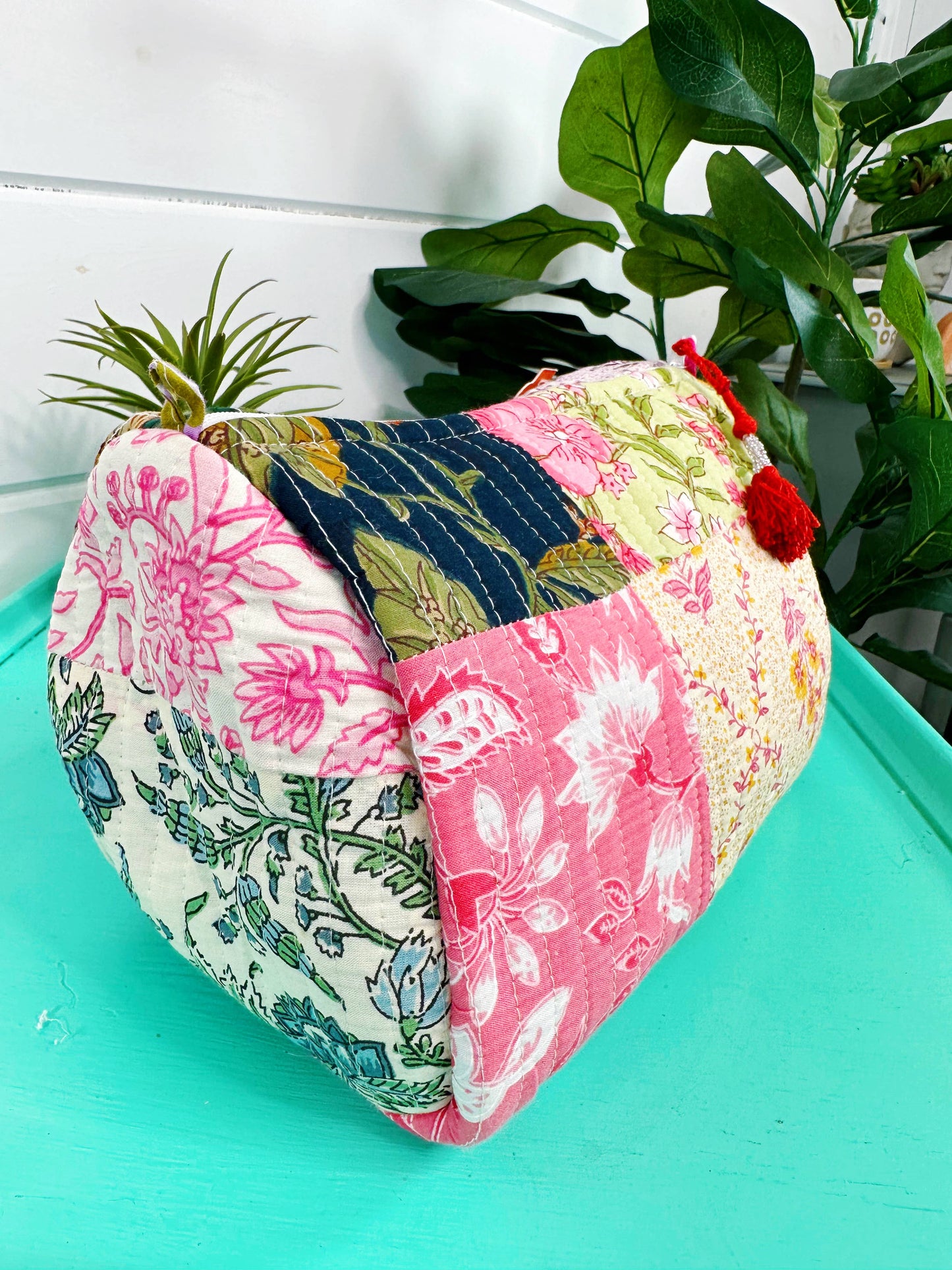 Quilted Makeup Travel Cosmetics Toiletry Bag Multi Patchwork