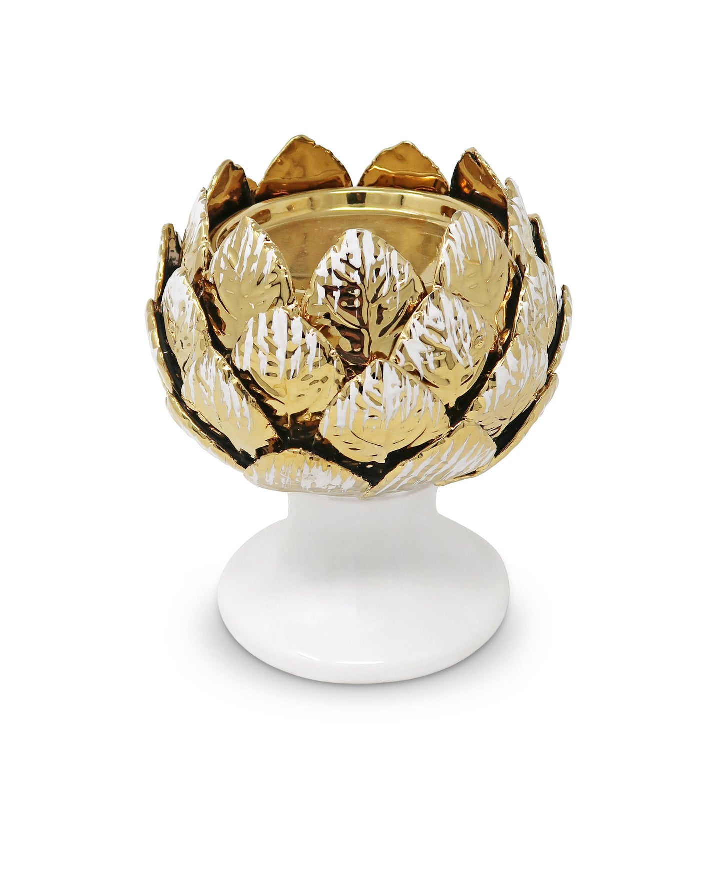 Leaf Design Tealight Holder: Gold
