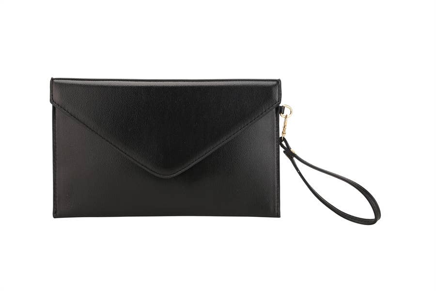 Ladies Smooth Flat Envelope Clutch Evening Handbag: Pink